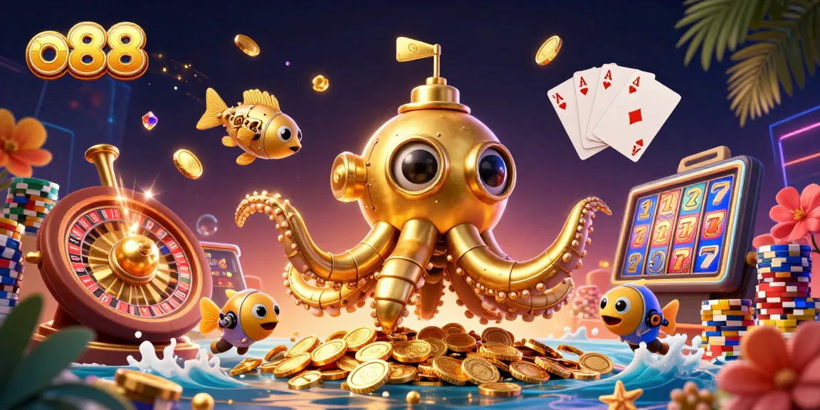 Win big with o88 casino's vibrant games and jackpots in a rich 3D illustration.