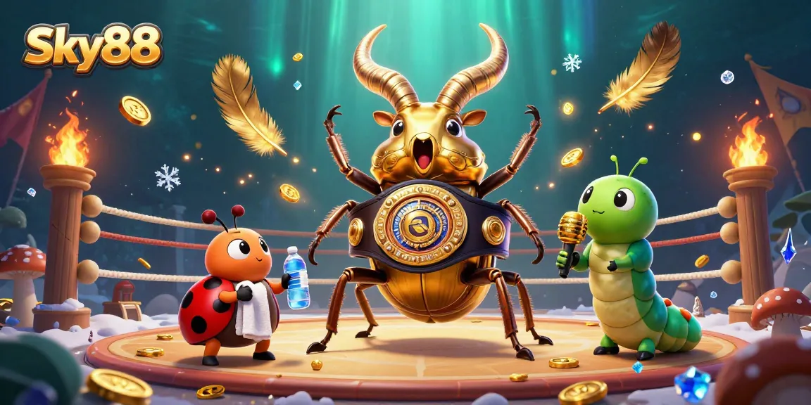 Experience thrilling bets with Sky88 in a dynamic 3D casino showdown featuring giant characters.