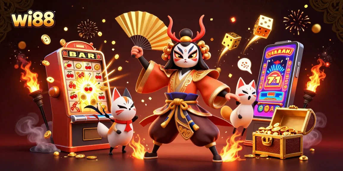 Experience the thrill of wi88 gaming with this vibrant casino illustration showcasing dynamic elements.