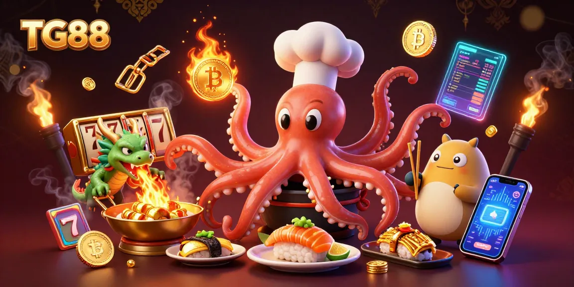 Experience thrilling gameplay with TG88 featuring an octopus chef, dragon, and rich slot elements