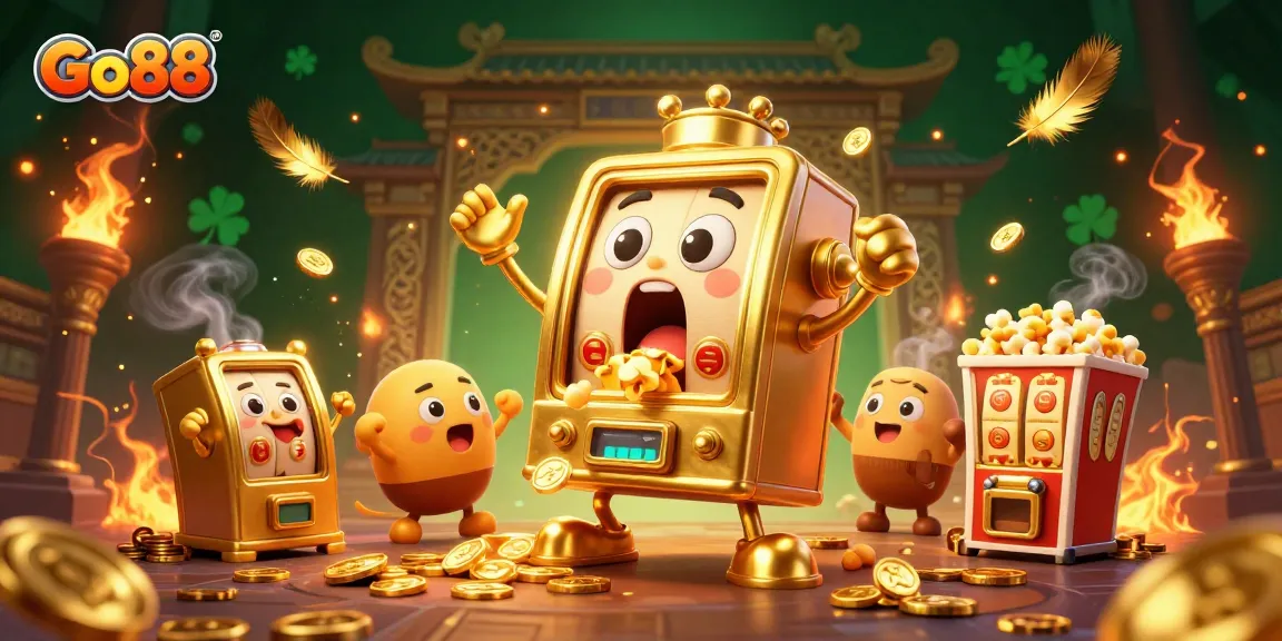 Go88 reveals a thrilling jackpot scene with joyous gambling characters celebrating their wins.