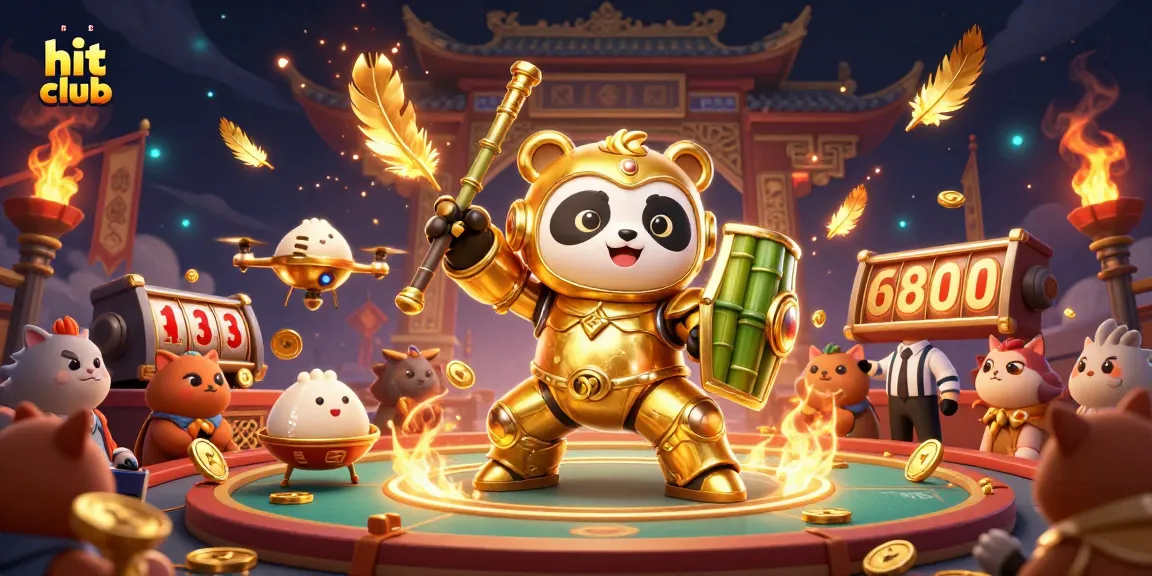Experience the thrill in the hit club gaming arena with a 3D golden panda in action.