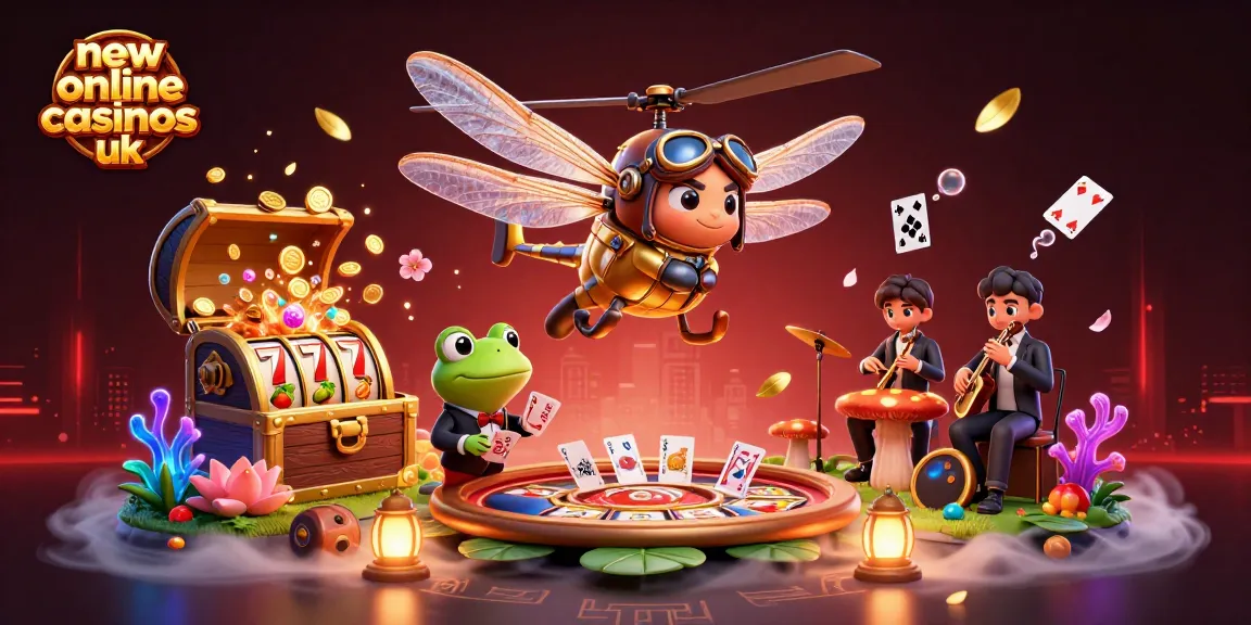 Experience thrilling wins at new online casinos UK with vibrant 3D characters amidst animated casino elements and games.