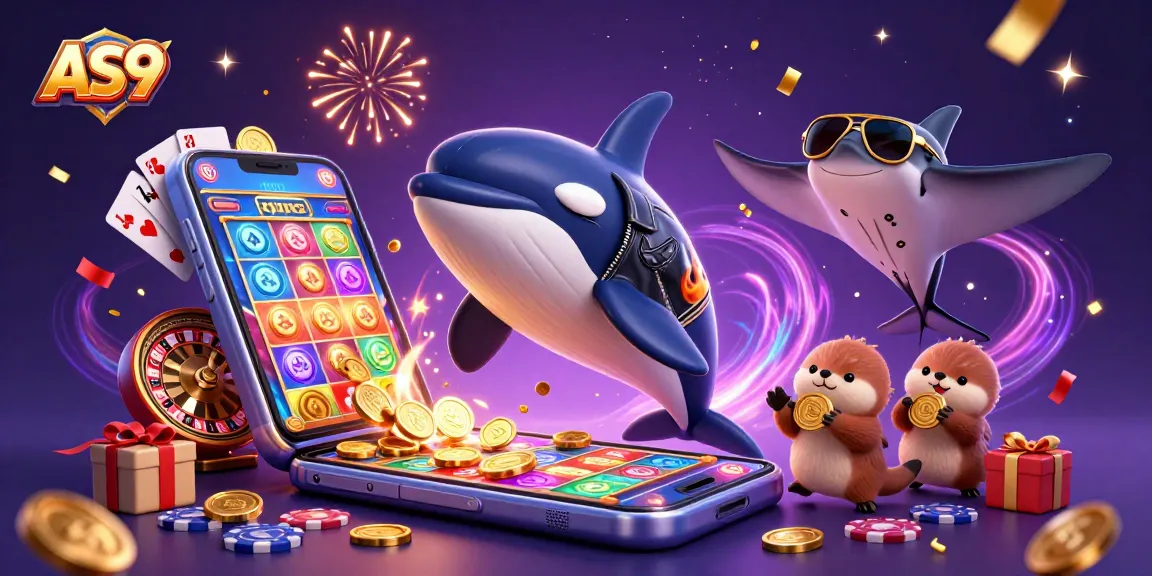 Enjoy thrilling gameplay and big wins with the AS9 casino scene featuring a celebration of vibrant characters and game elements.