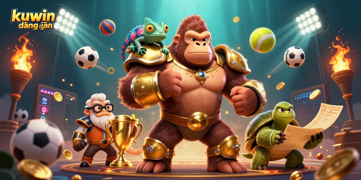 Engage with kuwin đăng nhập as the gorilla king dominates the casino scene filled with dynamic sports elements.