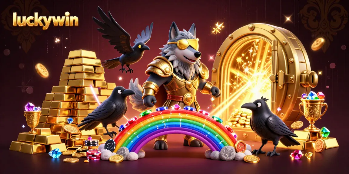 Explore luck and riches at luckywin with Odin, ravens, and vibrant casino treasures.